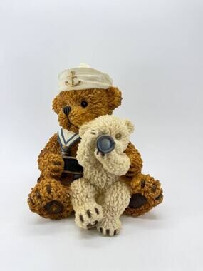 Resin Sailor Teddy Bear with White Bear Nautical Figurine 4.55 lb